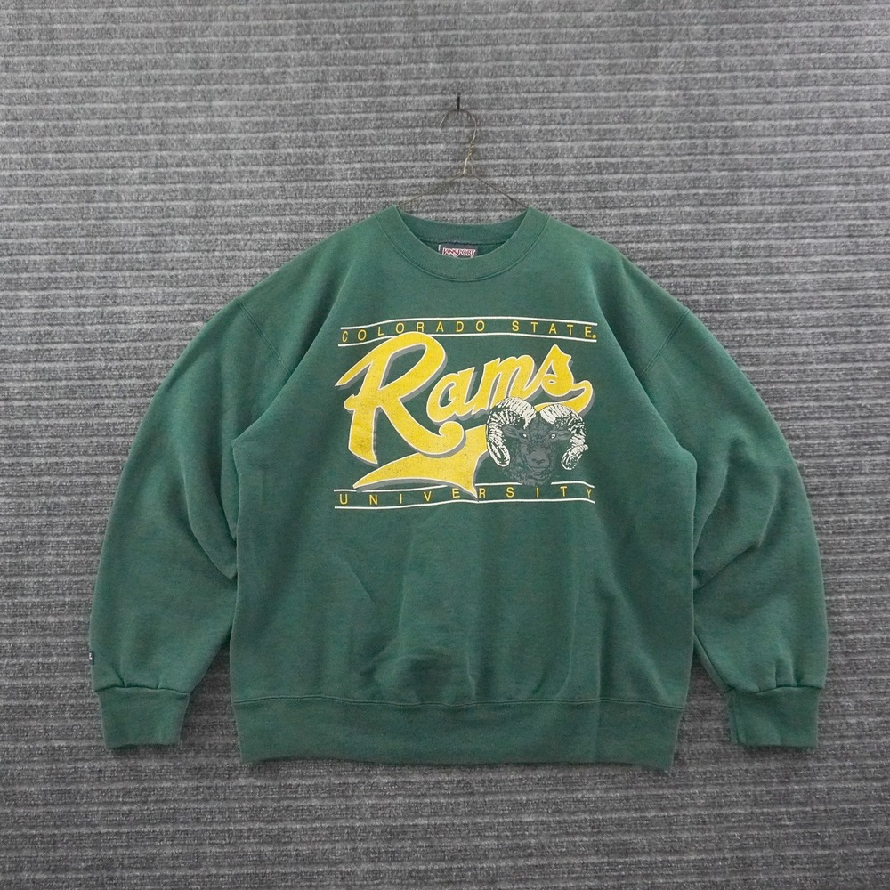 Vintage 90s JanSport Colorado State Rams Sweatshirt XL Green Graphic Pullover